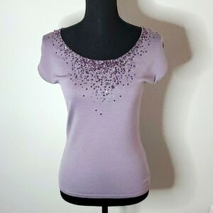 LAFAYETTE 148 SEQUINED SLEEVELESS BLOUSE.SZ PETITE
